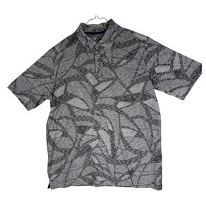 Johnston & Murphy XC4 Mens Grey Abstract Performance Golf Polo Shirt Medium